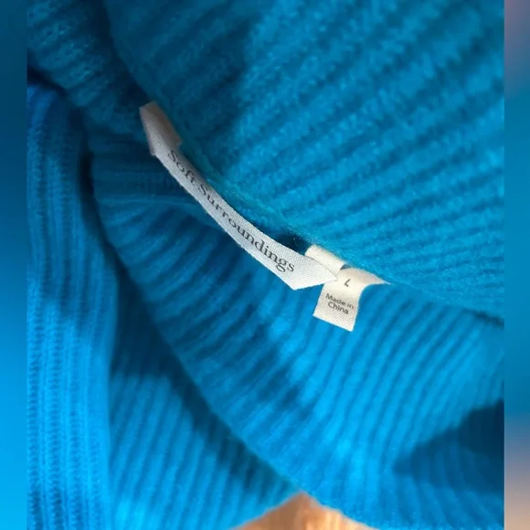 Soft Surroundings Calanthe 100% cashmere cowl neck pullover sweater blue L - Picture 3 of 5